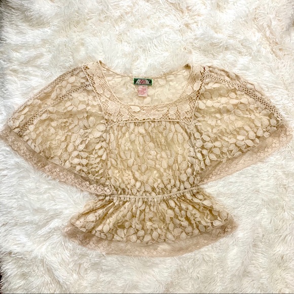 Flying Tomato Cream Lace Top, Small - Picture 7 of 9